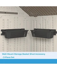 Suncast 25 x 7.25 Inch Basket Accessory for Outdoor Shed, Black ( 2-Pack)