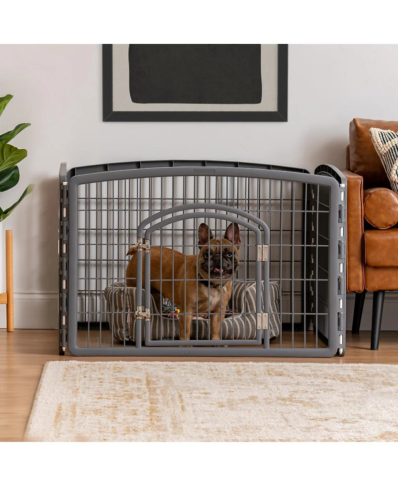 Iris Usa 24" Exercise 4-Panel Pet Playpen with Door, Dog Playpen, Puppy Playpen, Small and Medium Dogs, Keep Pets Secure, Easy Assemble, Rust-Fre