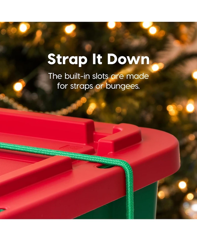 Iris Usa 11.5Gal/46Qt Heavy-Duty Stackable Plastic Holiday Storage Bin Tote Container with Quick Snap Lid - 4 Pack