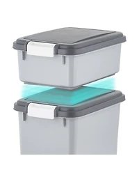 Iris Usa 3-Piece 41 Lbs/45 Qt WeatherPro Airtight Pet Food Storage Container Combo with Scoop, Gray
