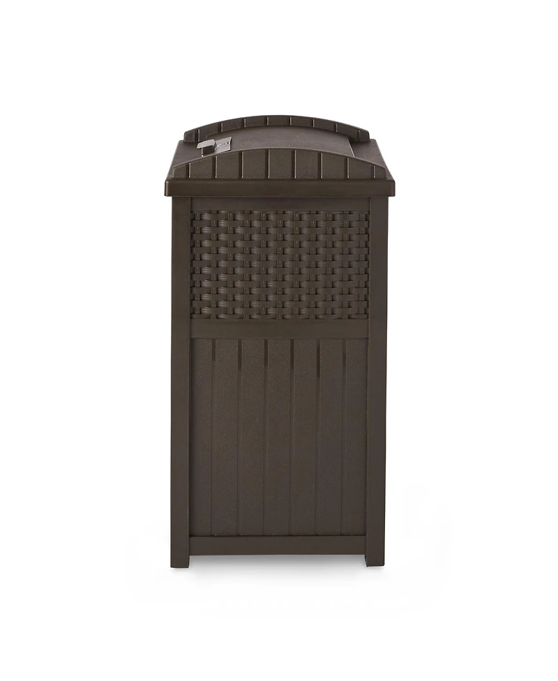 Suncast GHW1732 Trashcan Hideaway Outdoor 33 Gallon Garbage Waste Bin, Brown