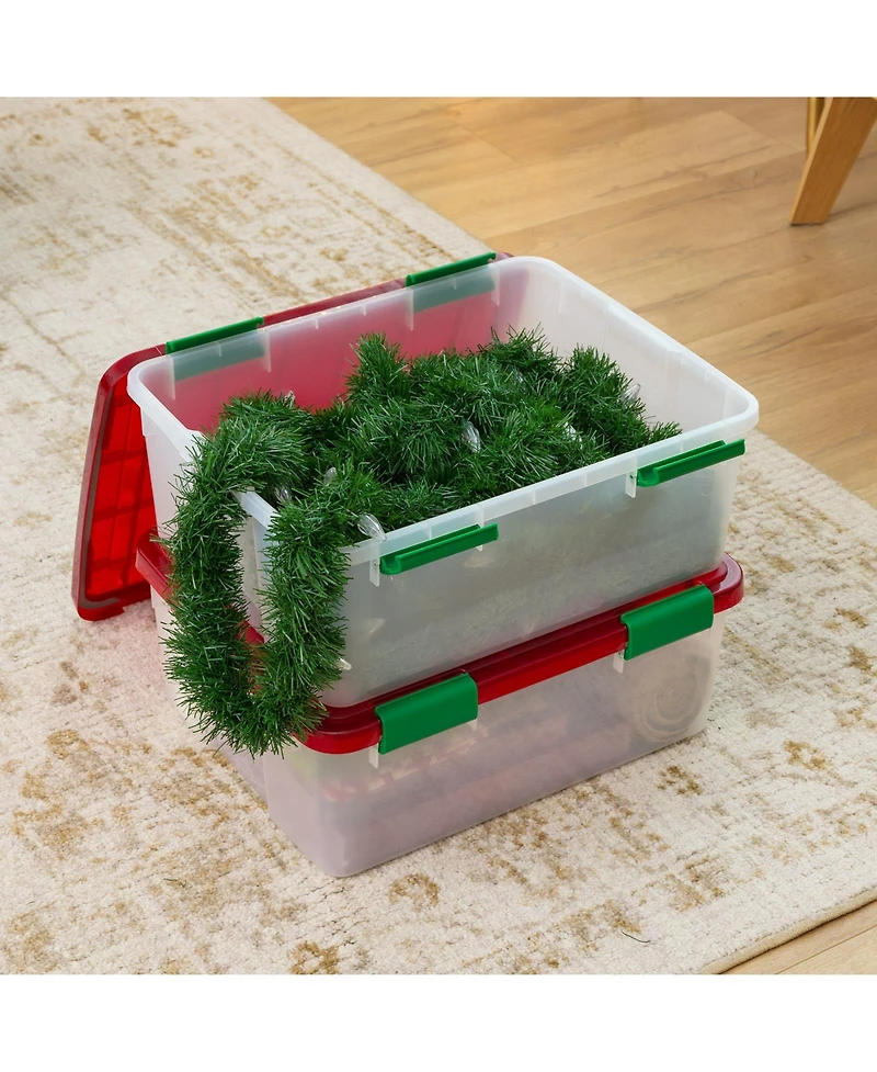 Iris Usa 30 Qt. Plastic Storage Bins with Sealed Lids, Holiday Gasket Box, Airtight Containers 2Pk