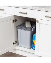 Iris Usa 40lbs/32qt Dog Food Storage Container with 2 Cup Scoop, Gasket Seal Lid, Gray/Dark Gray