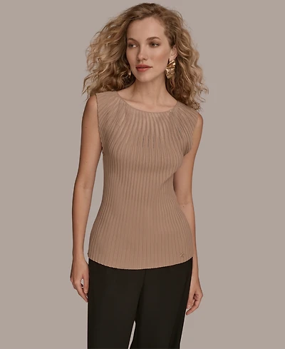 Donna Karan New York Women's Mesh Detail Sleeveless Knit Top