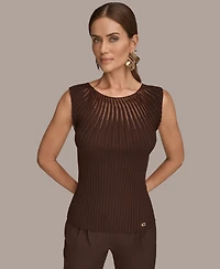 Donna Karan New York Women's Mesh Detail Sleeveless Knit Top