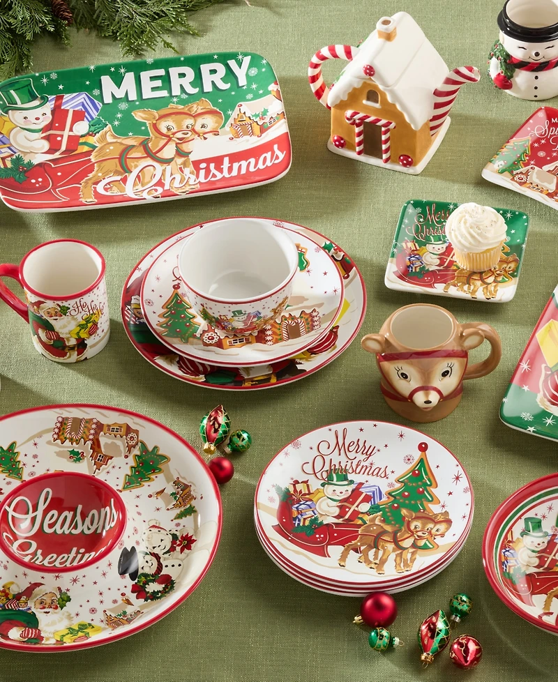 Certified International Santa's Retro Christmas Serving Platter