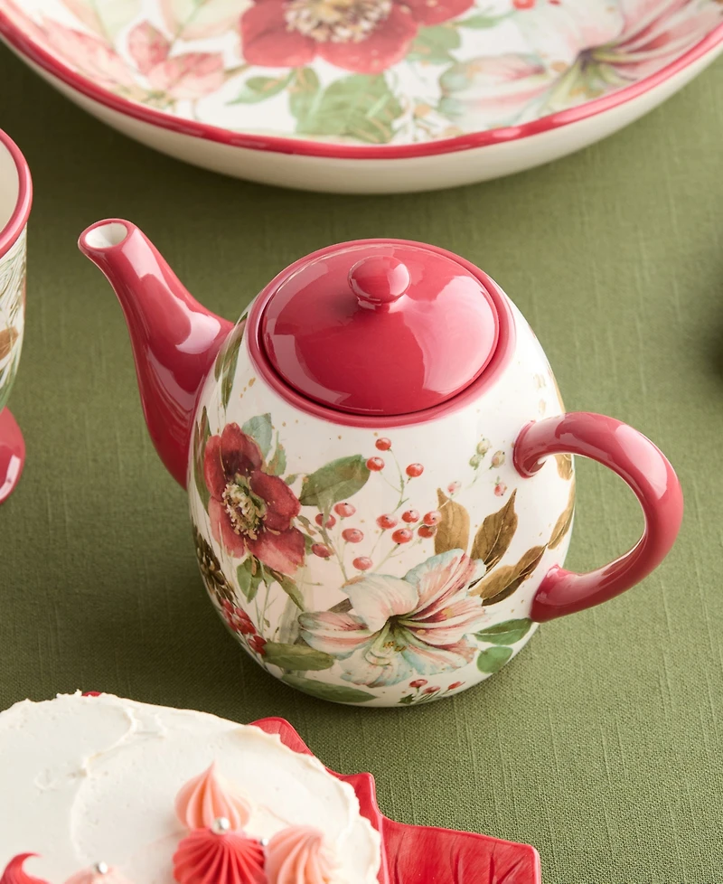 Certified International Winter Blooms Teapot