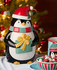 Certified International Christmas Whimsy Penguin 3-d Cookie Jar