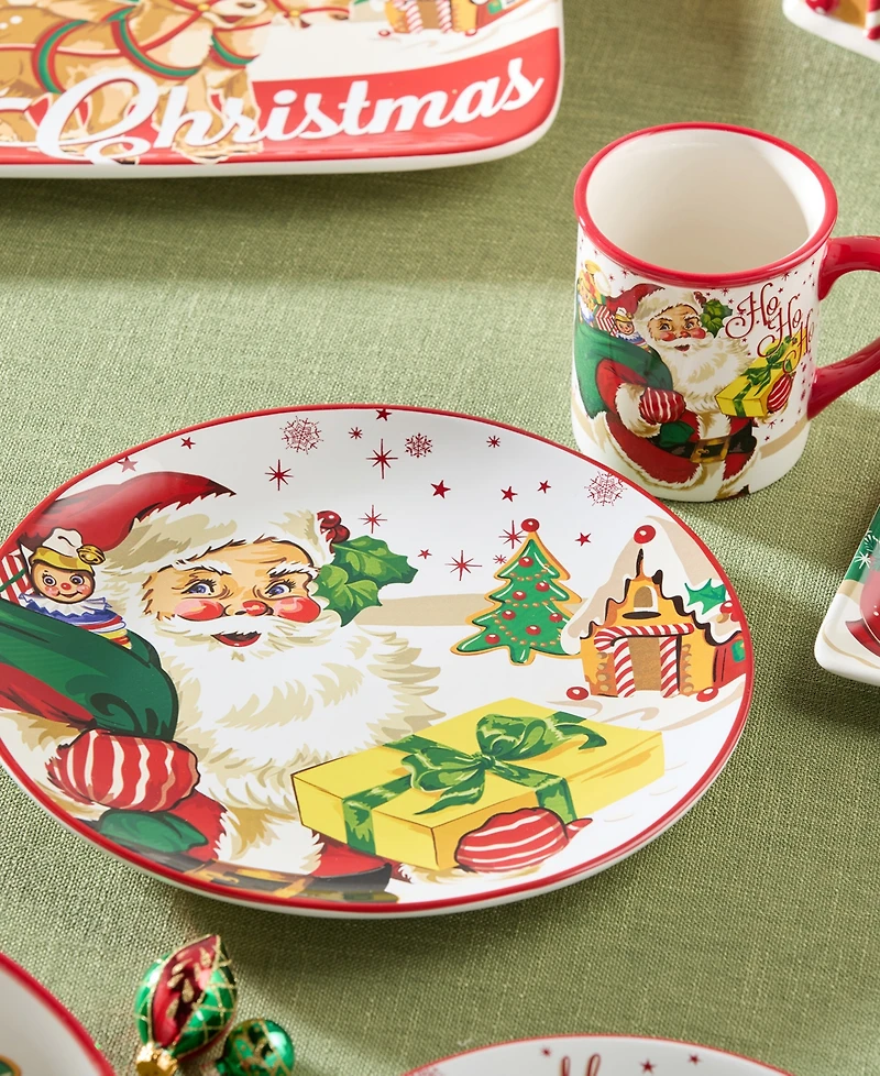 Certified International Santa's Retro Christmas Dinner Plates, Set of 4