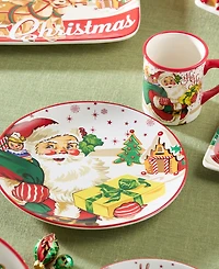 Certified International Santa's Retro Christmas Dinner Plates, Set of 4