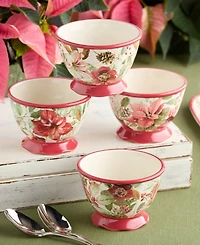 Certified International Winter Blooms Ice Cream Bowls, Set of 4