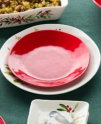 Certified International Berry Red Christmas Dessert Plates, Set of 4