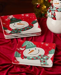 Certified International Christmas Whimsy Snowman Dessert Plates, Set of 4