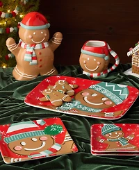 Certified International Christmas Whimsy Gingerbread 3-d Mugs, Set of 4