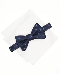 Alfani Men's Mini-Pattern Bow Tie & Solid Pocket Square Set