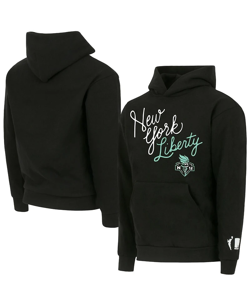 Round21 Men's and Women's Black New York Liberty Script Pullover Hoodie