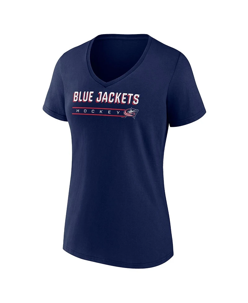 Fanatics Women's Navy Columbus Blue Jackets V-Neck T-Shirt