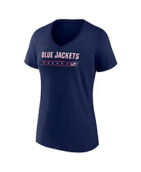 Fanatics Women's Navy Columbus Blue Jackets V-Neck T-Shirt