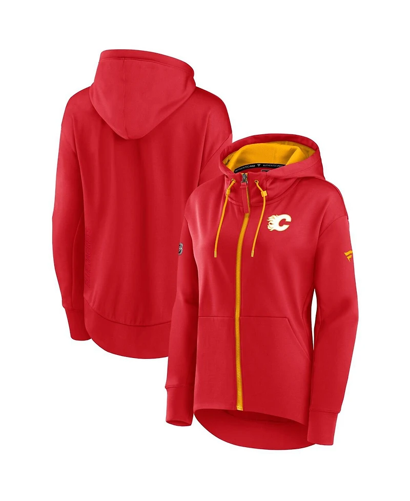 Fanatics Women's Red Calgary Flames Authentic Pro Rink Full-Zip Hoodie