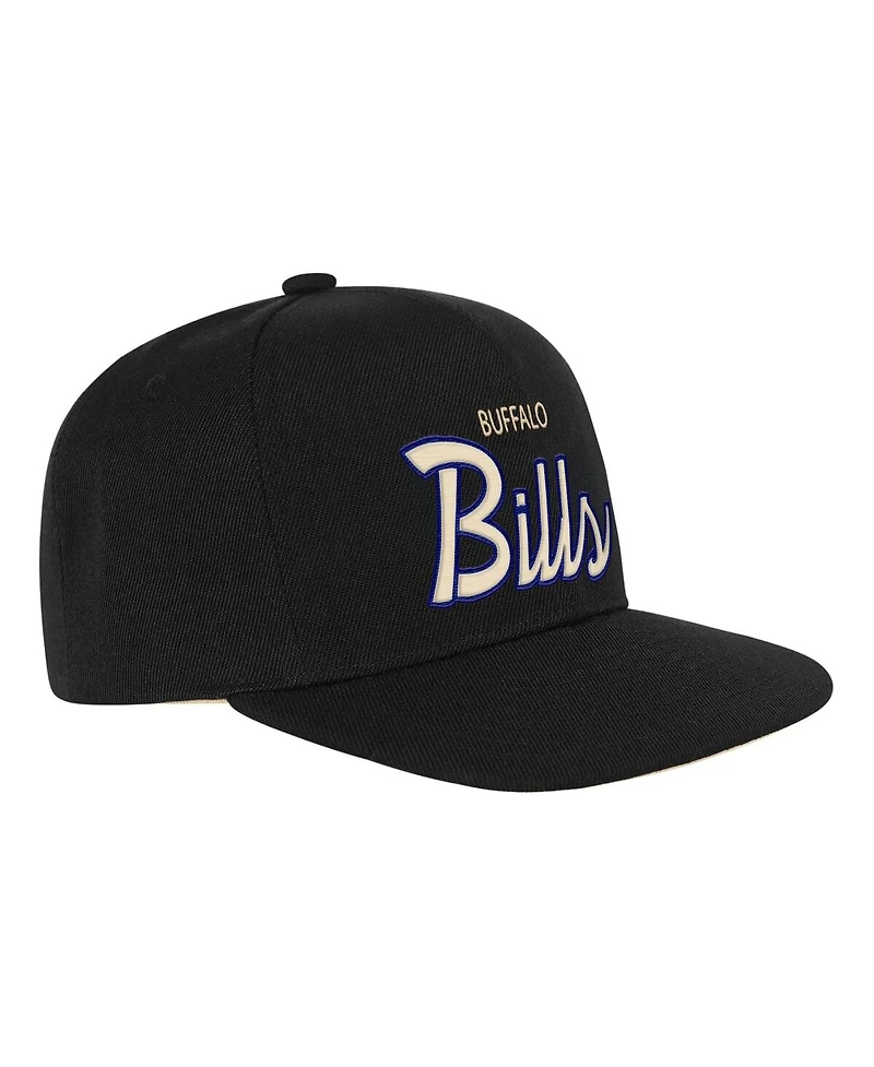 Mitchell & Ness Big Boys and Girls Black Buffalo Bills Cream Team Script Snapback Hat