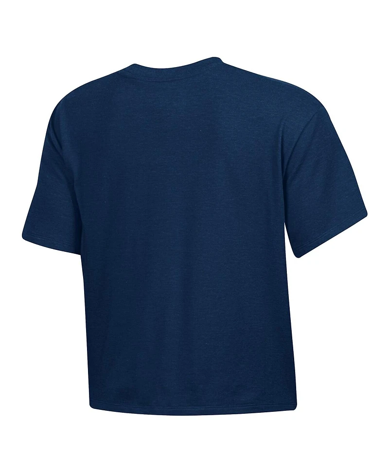 Under Armour Women's Navy Notre Dame Fighting Irish Essentials Icon Ultra-Soft Tri-Blend Boxy Cropped Performance T-Shirt