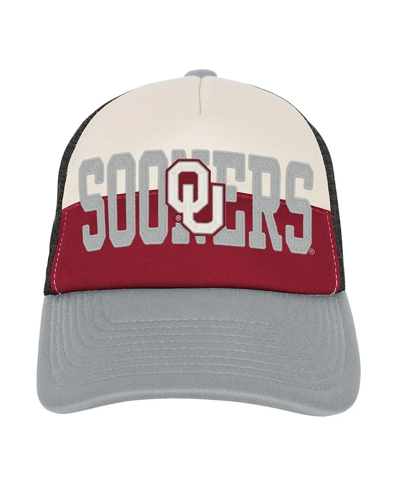 Outerstuff Big Boys and Girls Crimson/Cream Oklahoma Sooners Modern Fan Trucker Adjustable Hat