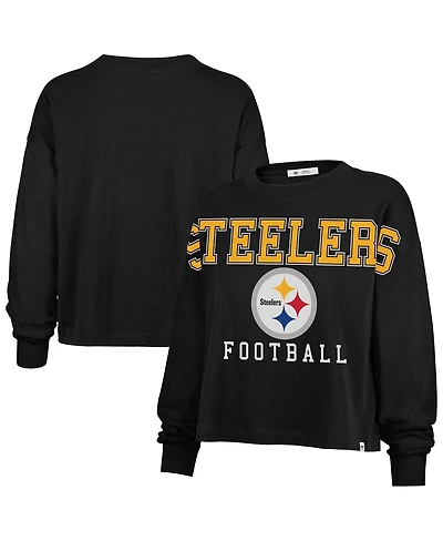 '47 Brand Women's Black Pittsburgh Steelers Outreach City Oversized Long Sleeve T-Shirt