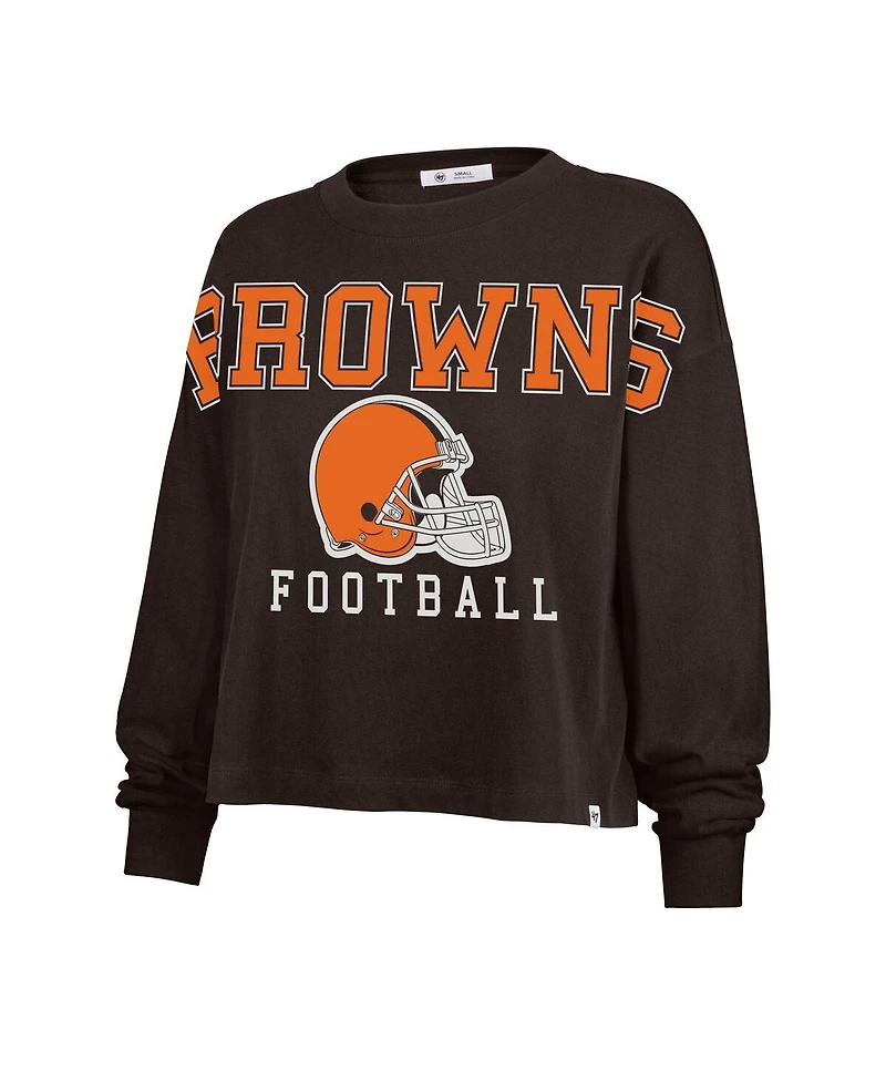 '47 Brand Women's Brown Cleveland Browns Outreach City Oversized Long Sleeve T-Shirt