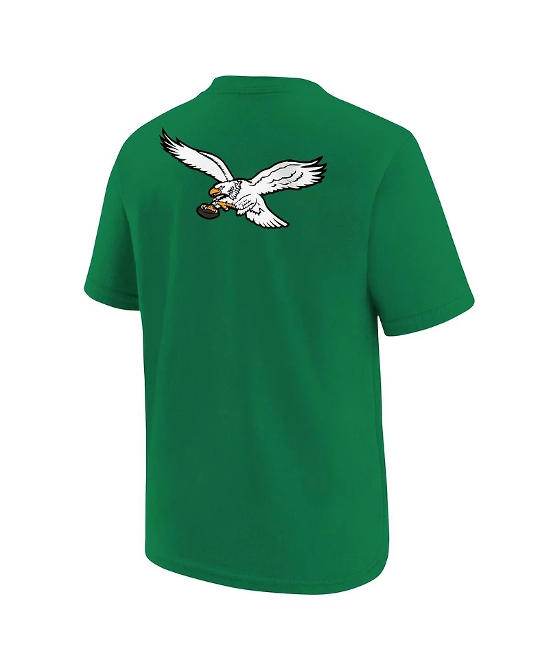 Nike Big Boys and Girls Kelly Green Philadelphia Eagles Rewind Front Back Essential T-Shirt