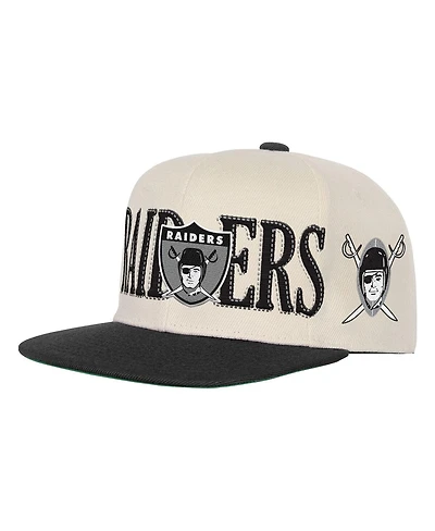 Mitchell & Ness Big Boys and Girls Cream/Black Las Vegas Raiders Across the Board Vintage Snapback Hat
