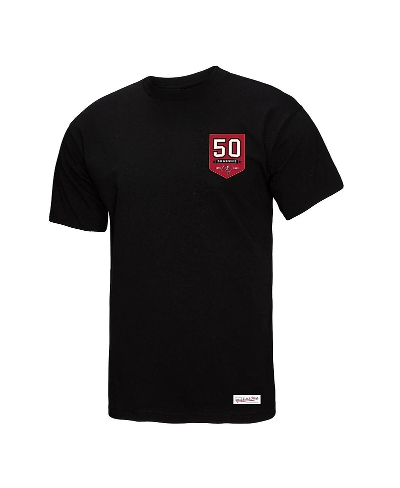 Mitchell & Ness Women's Black Tampa Bay Buccaneers 50th Anniversary Shield Oversized Boyfriend T-Shirt