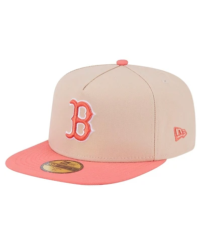 New Era Men's Light Beige/ Boston Red Sox Two-Tone Color Pack A-Frame 59FIFTY Fitted Hat