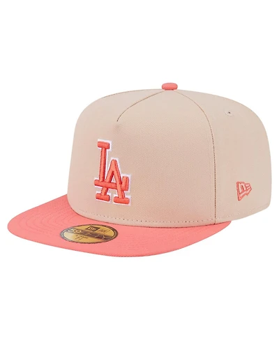 New Era Men's Light Beige/ Los Angeles Dodgers Two-Tone Color Pack A-Frame 59FIFTY Fitted Hat