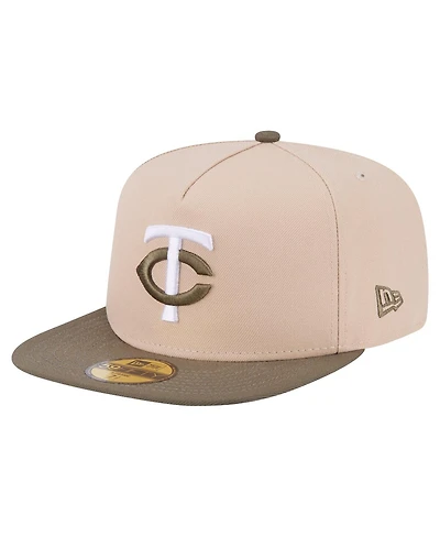 New Era Men's Light Beige/Olive Minnesota Twins Two-Tone Color Pack A-Frame 59FIFTY Fitted Hat