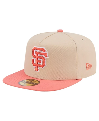 New Era Men's Light Beige/Coral San Francisco Giants Two-Tone Color Pack A-Frame 59FIFTY Fitted Hat