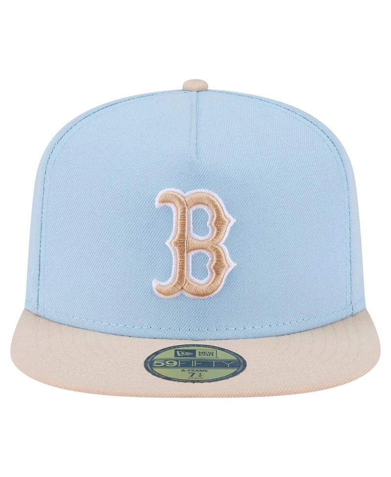 New Era Men's Light Blue/Cream Boston Red Sox Two-Tone Color Pack A-Frame 59FIFTY Fitted Hat
