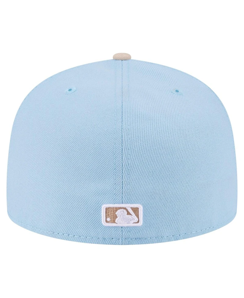 New Era Men's Light Blue/Cream Los Angeles Dodgers Two-Tone Color Pack A-Frame 59FIFTY Fitted Hat