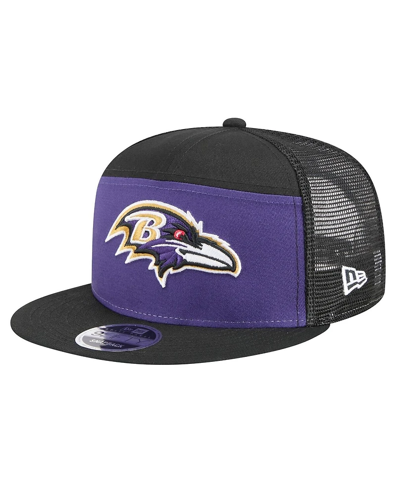 New Era Men's Purple/Black Baltimore Ravens Outdoor Split Panel 9FIFTY Snapback Hat