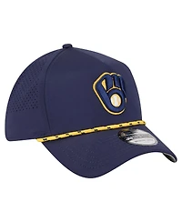 New Era Men's Navy Milwaukee Brewers 39THIRTY A-Frame Perforated Flex Hat