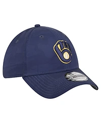 New Era Men's Navy Milwaukee Brewers Tonal Camo 39THIRTY Flex Hat