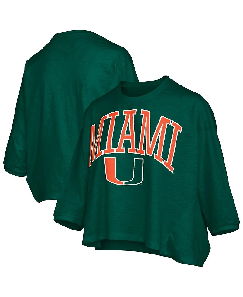 Pressbox Women's Green Miami Hurricanes Midi Arch Over Logo Oversized T-Shirt