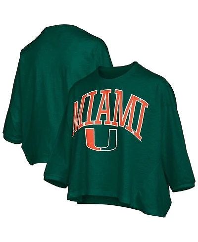 Pressbox Women's Green Miami Hurricanes Midi Arch Over Logo Oversized T-Shirt