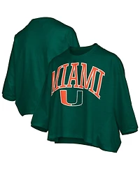 Pressbox Women's Green Miami Hurricanes Midi Arch Over Logo Oversized T-Shirt