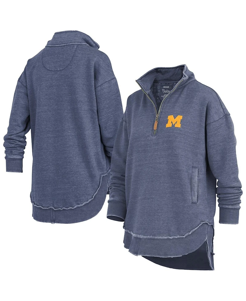 Pressbox Women's Navy Michigan Wolverines Northfork Sojourn Poncho Quarter-Zip Sweatshirt