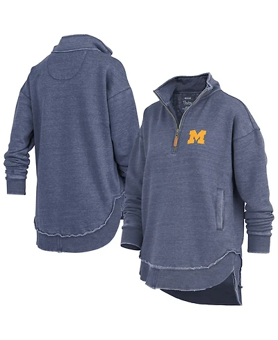 Pressbox Women's Navy Michigan Wolverines Northfork Sojourn Poncho Quarter-Zip Sweatshirt