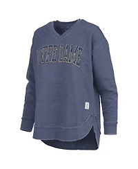 Pressbox Women's Navy Notre Dame Fighting Irish Westin Poncho V-Neck Pullover Sweatshirt