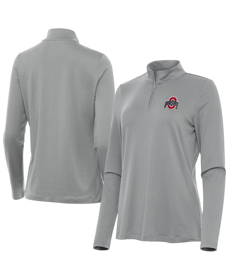 Antigua Women's Gray Ohio State Buckeyes Reprocess Quarter-Zip Sweatshirt