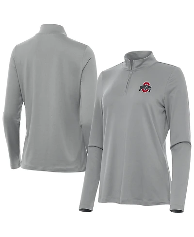 Antigua Women's Gray Ohio State Buckeyes Reprocess Quarter-Zip Sweatshirt