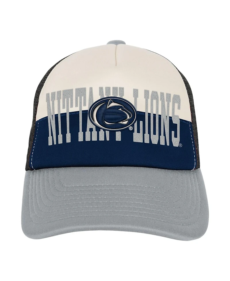 Outerstuff Big Boys and Girls Navy/Cream Penn State Nittany Lions Modern Fan Trucker Adjustable Hat