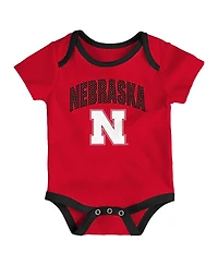 Outerstuff Baby Boys and Girls 3-Piece Nebraska Huskers All Day Play Bodysuit Set